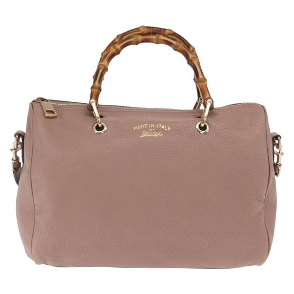 GUCCI Bamboo Hand Bag Leather 2way Pink Gold 353124 Auth ka1138 - Picture 13 of 16